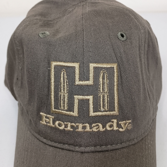 Hornady Cap Khaki Green OS Embroid Logo Hook Loop Closure Baseball Trucker Hat - Picture 2 of 11